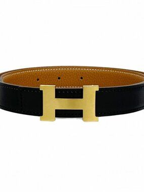 Hermes Belt Constance Box Calf Togo Black Gold